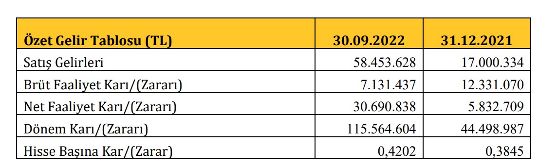 Altınyağ Madencilik'in 9 aylık faaliyet raporu