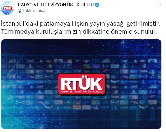 İstiklal Caddesi'ndeki patlamayla ilgili yayın yasağı