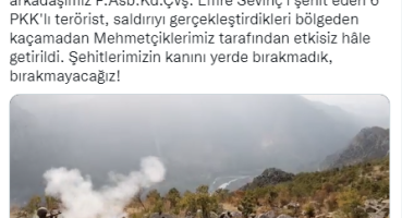 Piyade Astsubay Emre Sevinç’i şehit eden 6 terörist etkisiz hale getirildi