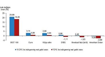 Aylık en yüksek reel getiri BIST 100 endeksinde oldu