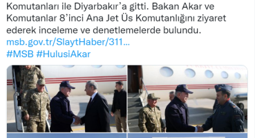 Bakan Akar ve beraberindeki TSK komuta kademesi Diyarbakır’da