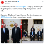 Cumhurbaşkanı Erdoğan, Uruguay Büyükelçisi Cayrus’u kabul etti