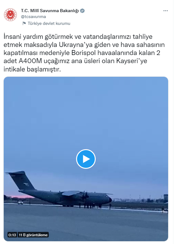 MSB: "2 adet A400M uçağımız ana üsleri olan Kayseri’ye intikale başladı"
