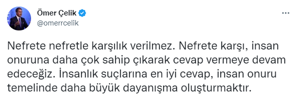 AK Parti Sözcüsü Çelik: "Nefret siyaseti ve faşizm tüm insanlığı tehdit ediyor"