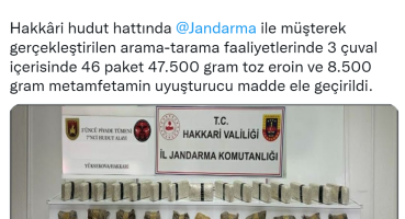 Hakkari hudut hattında 47 bin 500 gram toz eroin ele geçirildi