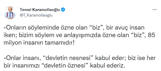 Karamollaoğlu: "Biz her bir insanımızı 'devletin öznesi' kabul ederiz"