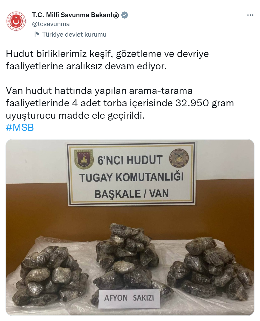 Van hudut hattında 32 bin 950 gram uyuşturucu madde ele geçirildi